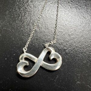 Tiffany & Co Sterling Silver Paloma Picasso Double Loving Heart Pendant Necklace